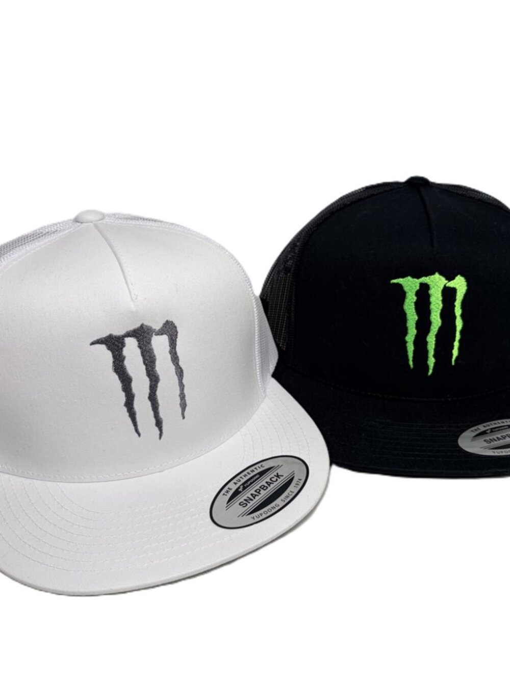 Monster Hat Embroidered YP Trucker Snapback Mesh Black or White Zero Curved/Flat
